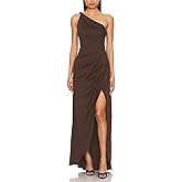 Capuffy Women's Sexy One Shoulder Long Formal Dress Ruched Waist High Split Cocktail Wedding Guest Party Maxi Dress 02