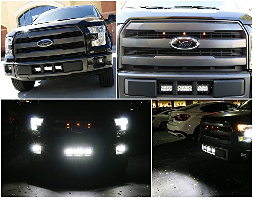 iJDMTOY Complete High Power LED Light Bar w/ Lower Bumper Insert Area Mounting Brackets and Wiring Switch For 2015-up Ford F-150 XLT, Lariat or Limited