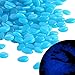 Glow in The Dark Pebbles for Outdoor Decor, Garden Lawn Yard, Aquarium, Walkway, Fish Tank, Pathway, Powered by Light or Solar-Recharge Repeatedly, Luminous Pebbles (Blue-200)