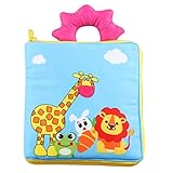 Cloth Book for Babies, 3D Quiet Book My First Fabric Book Soft Touch Non-Toxic Washable Activity Cloth Books Perfect Best Early Educational Toy for Toddlers, Preschool Boys and Girl