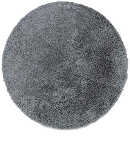 PAGISOFE Ultra Soft Round Area Rugs for Princess Prince Castle Play Tent Kids Bedroom Baby Room Small Shag Circular Play Carpets and Nursery Rugs (Grey)