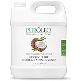 PUROLEO Fractionated Coconut Oil 32 Fl Oz/946 ML (Packed in Canada) 100% Natural and odorless Moisturizer & Carrier Oil l Hair Skin Body, Aromatherapy, Massage, Makeup Remover