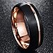 Nuncad Rose Gold Tungsten Carbide Wedding Band Ring Grooved Black Brushed Finish Comfort Fit Size 7 to 12
