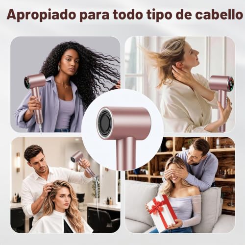 Professional Hair Dryer, High Speed, 160000 RPM, Quick Drying, 500 M Ions, Temperature Control, with Magnetic Diffuser Nozzle, 4 Temperatures, 2 Speed, for All Hair Types