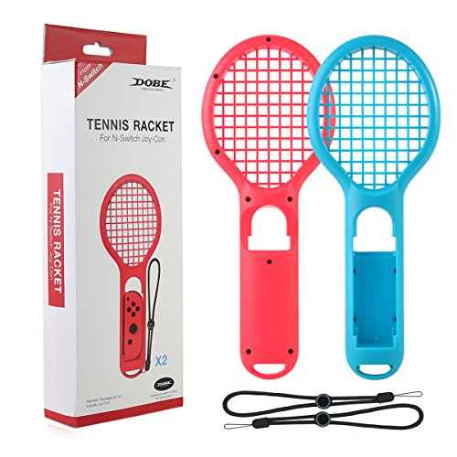 oenbopo Tennis Racket for Nintendo Switch Joy-Con Controller, Accessories for N-Switch Joy-Con Game Mario Tennis ACES - Black and Red - Thumbnail 7