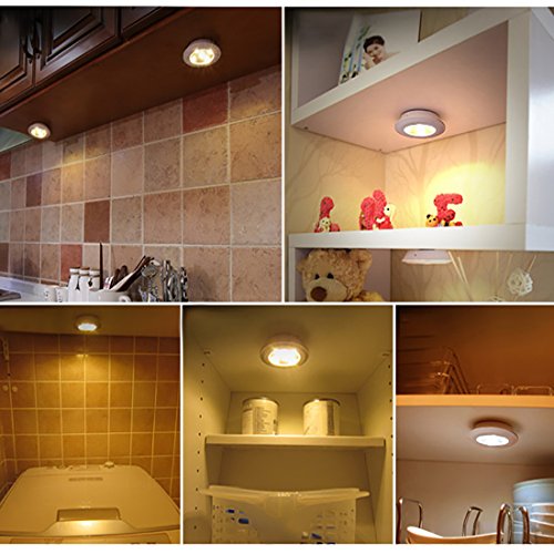 uxcell Tap Lights Battery Powered Touch Sensor LED Lamp Push Night Light Wireless Stick-on 3.9inch Red Colored 2 Packs for Closet Cabinet Bedroom Storage Shed Hallway Stair Car