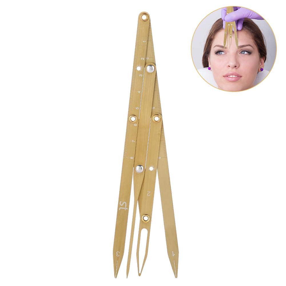 Eyebrow Ruler, Stainless Steel Golden Ratio Eyebrow Measurement Three-point Positioning Balance Ruler for Eyebrow Microblading Permanent Makeup Measure Tool(Gold)