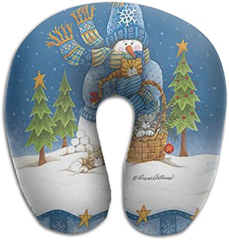 Tropical Snowman Comfortable Unscented Soft Neck Pillow For Travel Memory Foam U Shaped Pillow For Man Aeroplane Pillow 100% Polyester Travel Pillow Airplane
