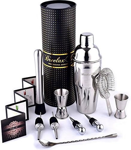 Bartender Kit Shaker Set - Stainless Steel Bar Tools - In Gift Box - for the Best Cocktail Martini Margarita