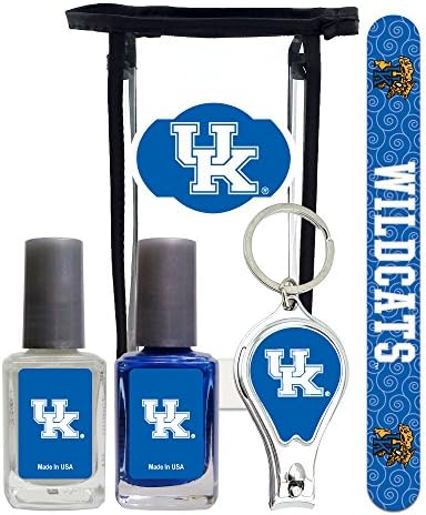 Kentucky Wildcats Manicure Pedicure Set with 7-Inch Nail File, Nail Clippers, 2 Nail Polishes in Team Colors, and Toiletry Bag for the Whole Kit. NCAA Gifts and Gear for Women