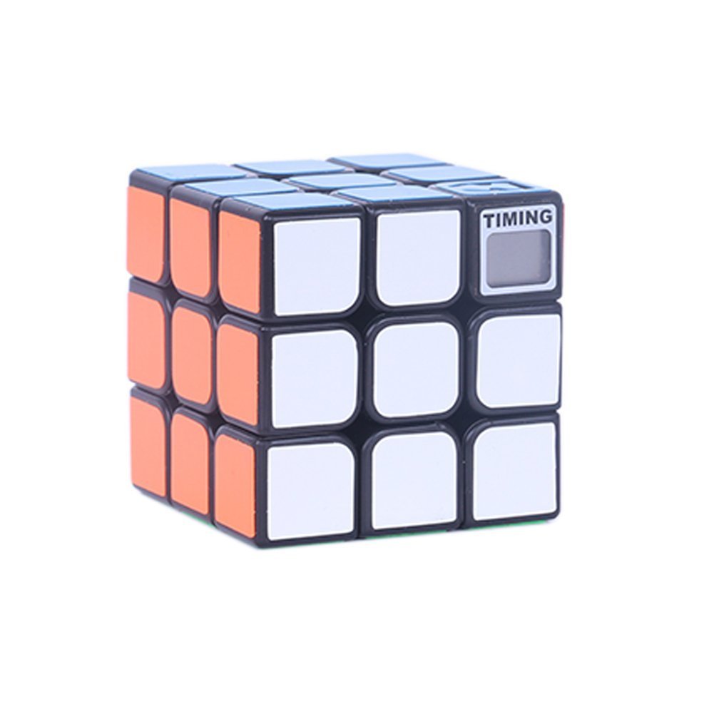 3x3x3 Magic Cube with Timer Smooth Speed Cube Black Body with Colour Stickers Puzzle Toy for Adults and Children