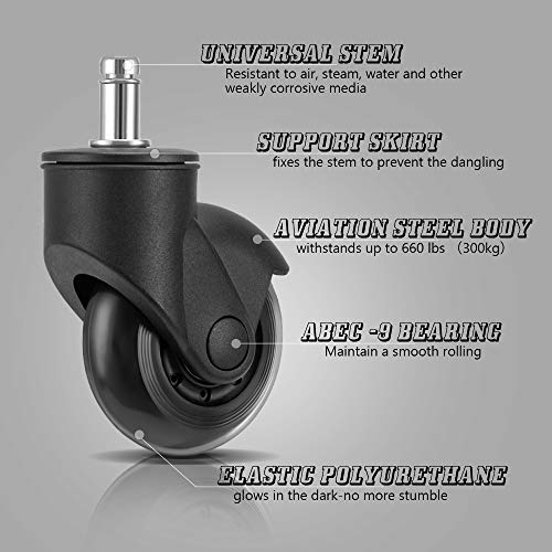 LPHY Office Chair Wheels (Set of 5) 2.5'' Smooth Rolling Heavy Duty Casters Safe for All
