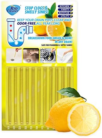 Drain Cleaner Strick ,Clean Batonnet Deodorizer Package, 12 Pack. As Seen on TV Keeps Drains Pipes Clear. (Lemon)