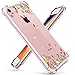 GVIEWIN Clear Flower for SE 2020 Case/8 Case/ 7 Case, Soft TPU Silicone Ultra-Thin Slim Fit Transparent Pink Flowers Flexible Cover for iPhone SE2/7/8, Spring Flowers/Orange