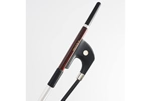 VINGOBOW Upright Double Bass Bow Half 1/2 Size German Model Brazilwood Stick 300BGB 72cm Straight Smooth Tuner Ebony Frog Natural Black Horse Hair Deep Powerful and Wild Tone