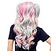 SWACC Long Curly Double Claw Clip on Ponytail Wig Synthetic Pastel Colorful Cosplay Daily Party Wig for Women with Wig Cap (Multi-Color Pink/Blue/Blonde-3)