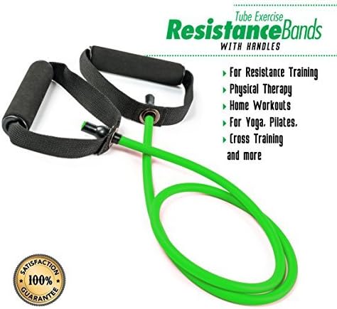PXT360 Weights Resistance Workout and Exercise Tube Band with Handles: Dumbells Set Substitute - Soft Foam Handles for Comfortable Grip - for Weight Loss, Strength and Flexibility