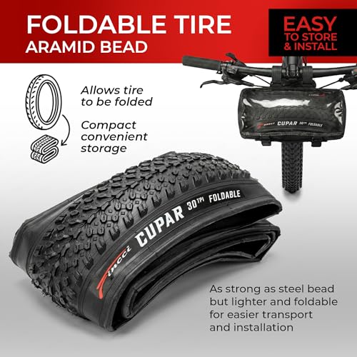 Fincci MTB 26 Tyres – Folding Tyre Set 26 x 2.1 Inches Inner Tube 26 x 2 x Schrader, Pair Cupar 26 Bike Tyres, for Mountain Bike, Racing Bike, Full Electric Bicycle 57-559