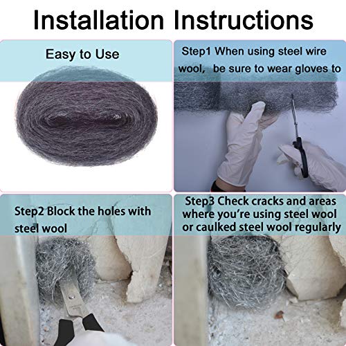 Oiyeefo Steel Wool for Mice Control, Gap Blocker, Easy to Install, Keep
