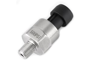 HILITAND Psi Pressure Transducer, 1/8NPT Thread Stainless Steel Pressure Transducer Sender Sensor for Oil Fuel Air Water (500PSI)