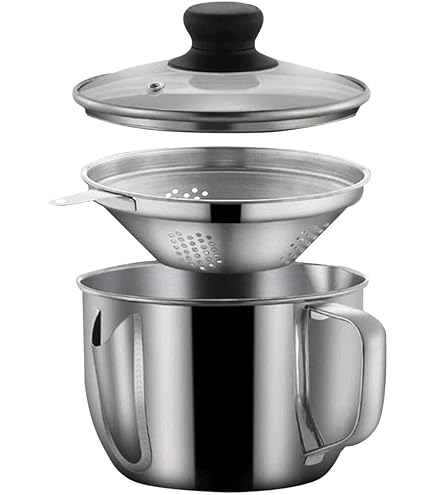 Séparateur De Graisse 1L En Inox 304 Alimentaire - Verseuse Anti-Graisse Avec 2 Becs Pour Soupe, Sauce, Bacon - Cuisine Saine
