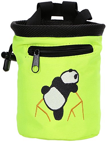 AMC Rock Climbing Panda Embroidered Chalk Bag with Zipper Pocket