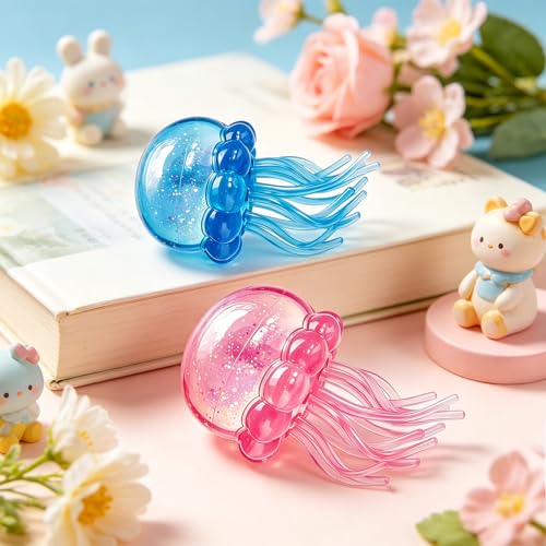 2Pcs Jellyfish Squeeze Toys, Drop Malt Sugar Balls Relieve Stress, Fidget Toy with a Super Solid for Kids, Sensory Toys for Anxiety and Stress Relief, Summer Party Gifts for Kids and Adult