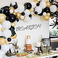 BCARICH Black, Gold and White Balloons Garland Arch with Kits, 90 Pcs Matte Latex Organic Balloons for Anniversary, Birthday Party, Graduation Decor, Wedding Decors, Baby Shower Party Decorations