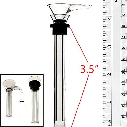 3.5" Hand Blown Glass Bowl Funnel Downstem Slider Set With O-Ring Stem Male Female