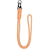 YELARXI Paracord Lanyard, 550 Keychain Lanyard Heavy Duty Necklace Keychains Braided Wrist Strap for Men Women Outdoor Activity Survival Keys Whistle Rope ID Badges (Luminous Orange