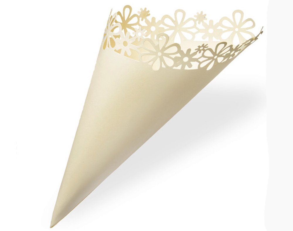 CLUB GREEN Confetti Cone Laser Flower, Ivory, 190 mm, Pack of 10
