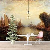 Wall Murals Self-Adhesive Removable The Dogana and San Giorgio Maggiore by Joseph Mallord William Turner Wallpaper Home Decoration for Living Room,Bedroom - 66x96 inches