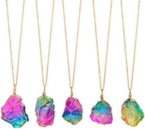 Clearance!Hansee Womens Rainbow Stone Pendant Necklace Natural Crystal Rock Jewelry Necklace by Hansee