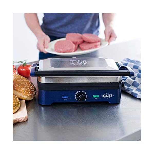 Blue Diamond Ceramic Nonstick, Electric Contact Sizzle Griddle, Open