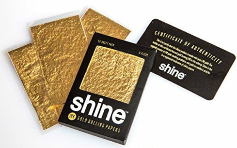 SHINE 24K Gold Rolling Papers 12 Sheet Pack with TSC Sticker