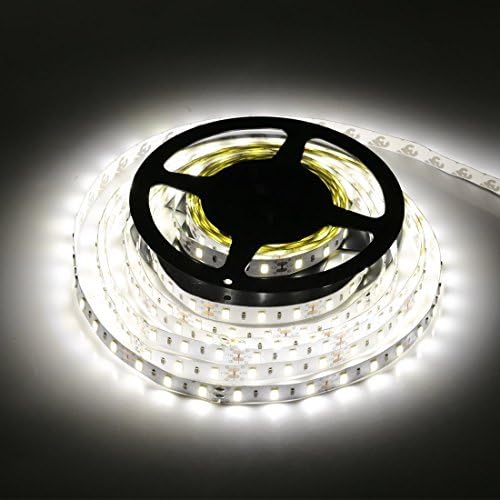 ALNEW LED Light Strip, DC12V 16.4ft Non-Waterproof Flexible Strip Light with 300 SMD2835 LEDs for Home Kitchen Car Bar Boat, Power Adapter Not Include(White)