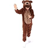 COSUSKET Kids Snug Fit Flannel Brown Bear Costume Animal Onesie Pajamas for Boys Girls Gifts