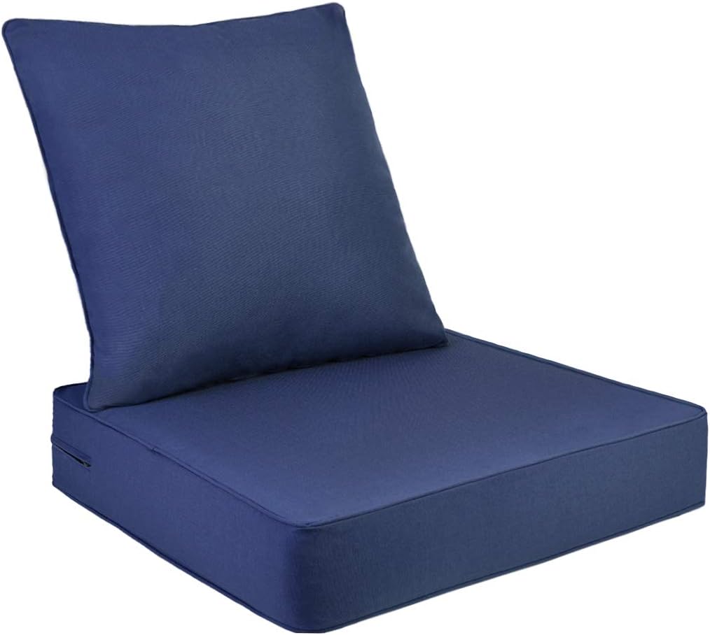 Amazon Com Aaaaacessories Outdoor Indoor Water Resistant Deep Seat Chair Cushion Set Replacement Patio Furniture Cushions 24 X 24 X 5 Inch Blue Garden Outdoor