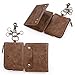 Mens Genuine Leather RFID Blocking Bifold Wallets Classic Vintage Wallets with Coin Pouch and Keychains Brown