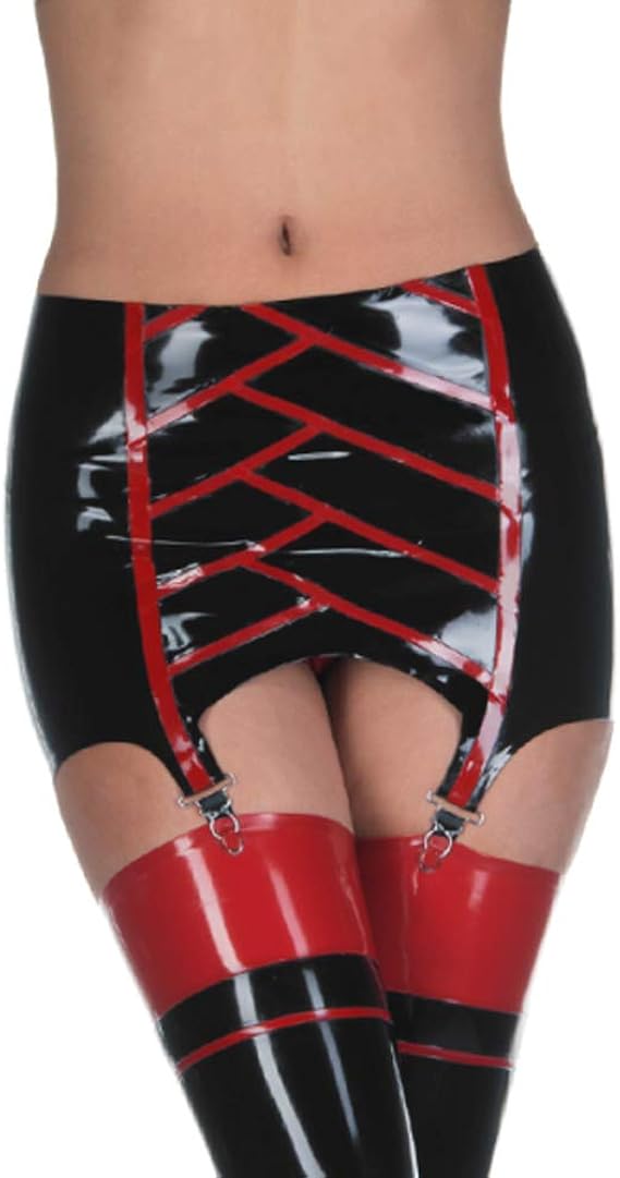 Yilen Latex Rubber Garter Suspender Belt with Clips Women Harness Skirt