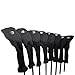 All Hybrid Head Cover Golf Club Black Sleek Tight Fit Headcover Set 3-PW Acrylic Head Covers 3 4 5 6 7 8 9 PW Easy to See Large White Embroidered Numbers