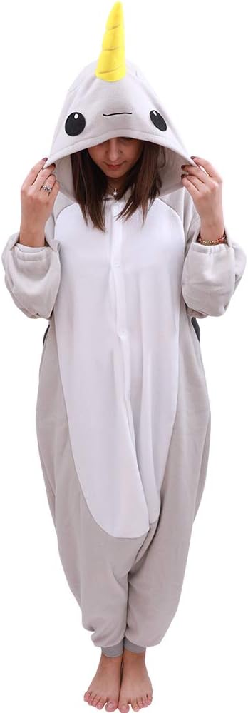 Adult Narwhal Onesie Animal Pajamas-Plush One Piece Halloween Cosplay Costume