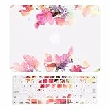 TOP CASE - 2 in 1 Signature Bundle Floral Reflection Pattern Rubberized Hard Case + Keyboard Cover Compatible MacBook Air 13