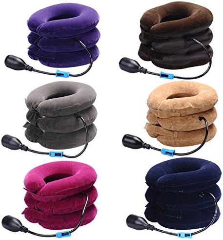 Inflatable Air Cervical Neck Traction Neck Massage Soft Brace Device Unit for Headache Head Back Shoulder Neck Pain Health Care (Blue)