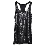 ROOSSI Women Sequins Tank Top Vest Nightclub Camisole Vest Shirt