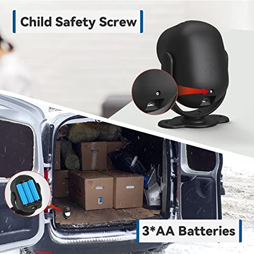 CPVAN Indoor Motion Sensor Alarm with Siren, Wireless Infrared DIY PIR Motion Detector Burglar Alarm System, Battery Operated, 125dB Adjustable, Remote Control for Home/Garage/Van/Shed/Shop. (Black)
