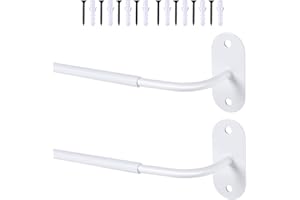 RUIONY French Door Curtain Rod Adjustable 18"-32", 1/2" Diameter Window Cafe Curtain Rods, Screwed Sash Rod for Door Window, White, 2 Pack