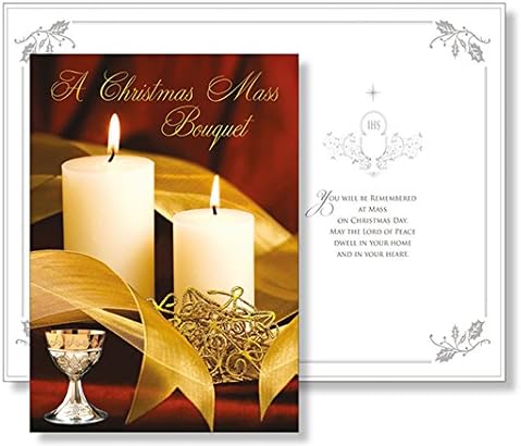 Luxury Christmas Mass Bouquet Card Gold Foil stamped ~ Catholic 99302