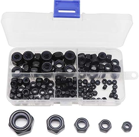 BinifiMux 50-Pack M4 X 0.7mm Nylon Lock Nuts – Hex Self-Clinching, Black Carbon Steel, Thread Locking, For Screws & Bolts, Q215 Steel