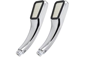 KoiLykke 2 PCS Square High-Pressure Shower Head with 300 Holes, Handheld ABS Plastic Showerhead Efficient Water Flow, Silver